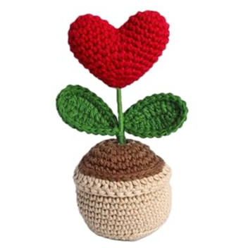 Crochet Heart Flower with Pot